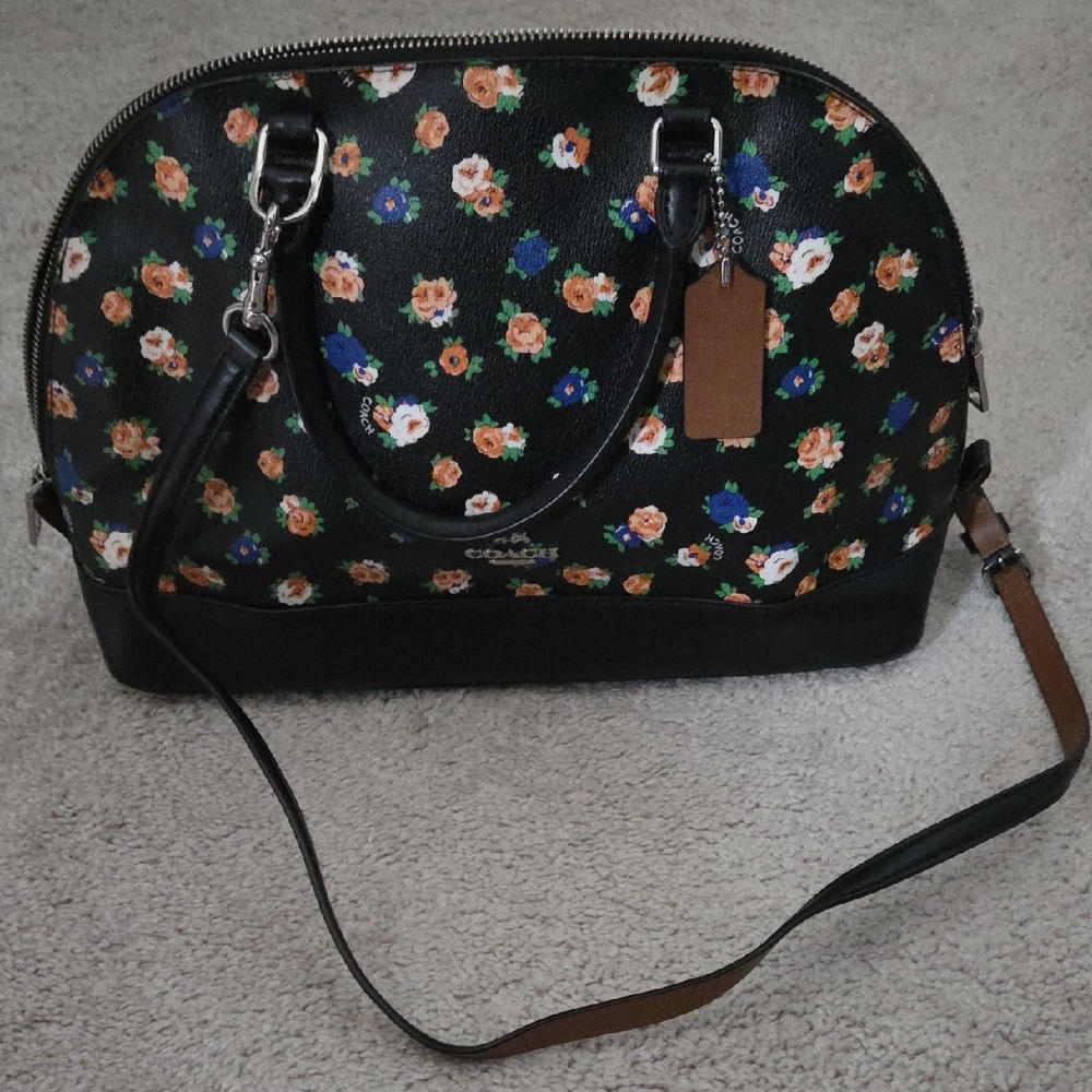 Coach Black Floral Shoulder Bag